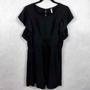 Xhilaration Black Dress Lace Up Corset Front Womens Size XXL Ruffle Sleeve